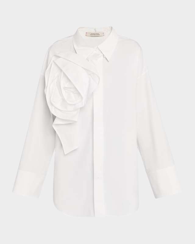 Poplin Power Blouse W/ Removable Brooch